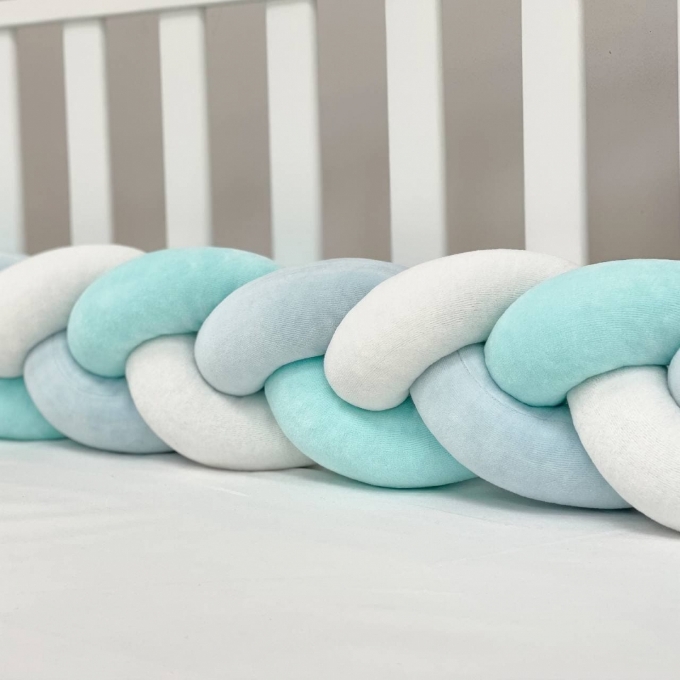 Protectie laterala patut bebe alb-menta (5)